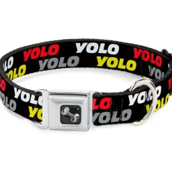 Dog Bone Seatbelt Buckle Collar - YOLO2 Black/Red/White/Gray/Yellow