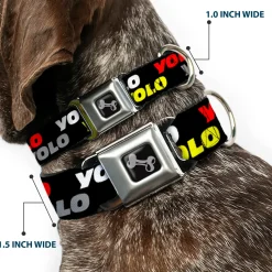 Dog Bone Seatbelt Buckle Collar - YOLO2 Black/Red/White/Gray/Yellow