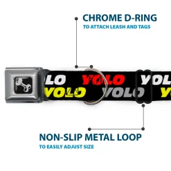 Dog Bone Seatbelt Buckle Collar - YOLO2 Black/Red/White/Gray/Yellow