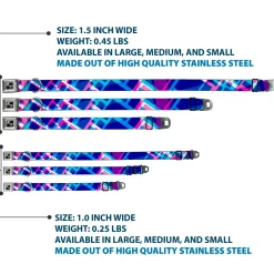 Dog Bone Seatbelt Buckle Collar - Squares Stacked Blues/Pinks/Purples