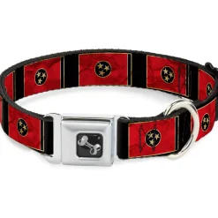 Dog Bone Seatbelt Buckle Collar - Tennessee Flag/Black Distressed