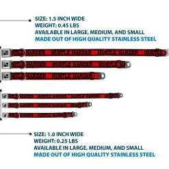 Dog Bone Seatbelt Buckle Collar - HUSTLE HARDER/Stripes Weathered Red/Black