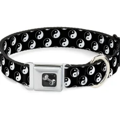 Dog Bone Seatbelt Buckle Collar - Yin Yang Monogram Black/White