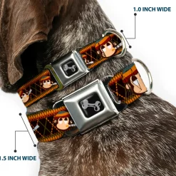 Dog Bone Seatbelt Buckle Collar - Multi Smoking Monkey Argyle Brown