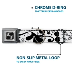 Dog Bone Seatbelt Buckle Collar - Mom & Dad Black/White