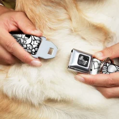 Dog Bone Seatbelt Buckle Collar - Mom & Dad Black/White