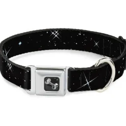 Dog Bone Seatbelt Buckle Collar - Shining Stars Black/White