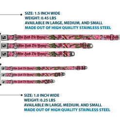 Dog Bone Seatbelt Buckle Collar - Live Hard Die Young Pink