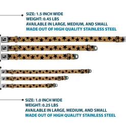 Dog Bone Seatbelt Buckle Collar - Cheetah/Stars Tan/Black