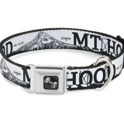 Dog Bone Seatbelt Buckle Collar - Oregon MT. HOOD Scenery White/Grays