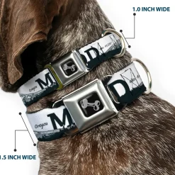 Dog Bone Seatbelt Buckle Collar - Oregon MT. HOOD Scenery White/Grays
