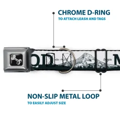 Dog Bone Seatbelt Buckle Collar - Oregon MT. HOOD Scenery White/Grays