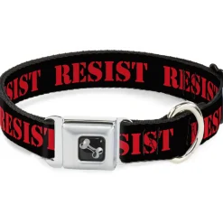 Dog Bone Seatbelt Buckle Collar - RESIST Stencil Black/Red