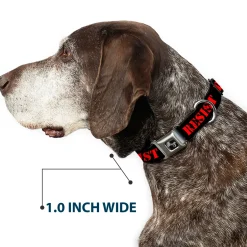Dog Bone Seatbelt Buckle Collar - RESIST Stencil Black/Red