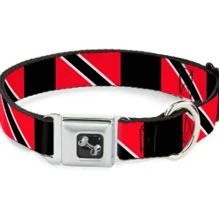 Dog Bone Seatbelt Buckle Collar - Trinidad & Tobago Flags/Black Block