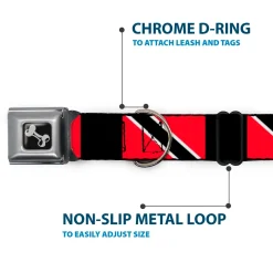 Dog Bone Seatbelt Buckle Collar - Trinidad & Tobago Flags/Black Block