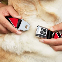 Dog Bone Seatbelt Buckle Collar - Trinidad & Tobago Flags/Black Block