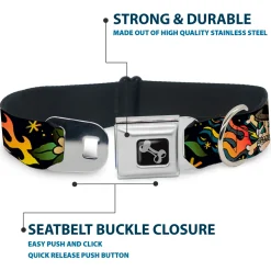 Dog Bone Seatbelt Buckle Collar - Death or Glory Black