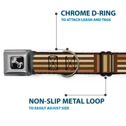 Dog Bone Seatbelt Buckle Collar - Stripe Blocks Browns