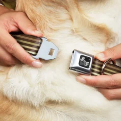 Dog Bone Seatbelt Buckle Collar - Stripe Blocks Browns