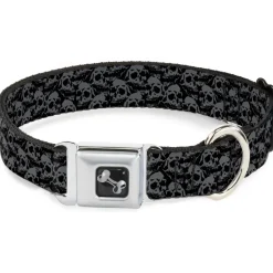 Dog Bone Seatbelt Buckle Collar - Skull Yard Black/Gray