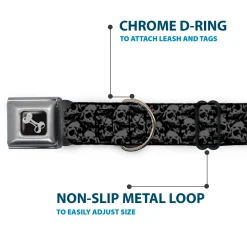 Dog Bone Seatbelt Buckle Collar - Skull Yard Black/Gray