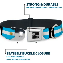 Dog Bone Seatbelt Buckle Collar - Argentina Flags
