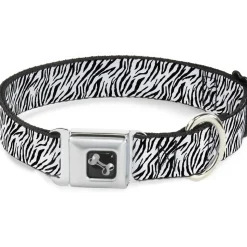Dog Bone Seatbelt Buckle Collar - Zebra 2 White