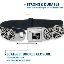 Dog Bone Seatbelt Buckle Collar - Zebra 2 White