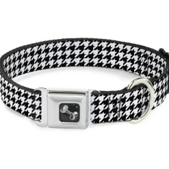 Dog Bone Seatbelt Buckle Collar - Houndstooth Black/White