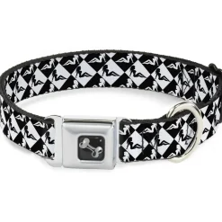 Dog Bone Seatbelt Buckle Collar - Mud Flap Girl Diamonds Black/White