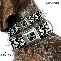 Dog Bone Seatbelt Buckle Collar - Mud Flap Girl Diamonds Black/White