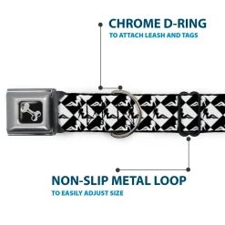 Dog Bone Seatbelt Buckle Collar - Mud Flap Girl Diamonds Black/White