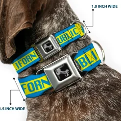 Dog Bone Seatbelt Buckle Collar - CALIFORNIA REPUBLIC/Bear/Stars Silhouette Yellow/Blue