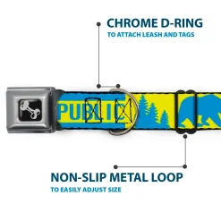 Dog Bone Seatbelt Buckle Collar - CALIFORNIA REPUBLIC/Bear/Stars Silhouette Yellow/Blue