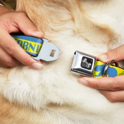 Dog Bone Seatbelt Buckle Collar - CALIFORNIA REPUBLIC/Bear/Stars Silhouette Yellow/Blue