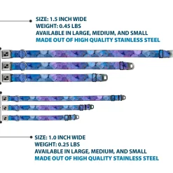 Dog Bone Seatbelt Buckle Collar - Vivid Floral Collage3 Blues/Purples