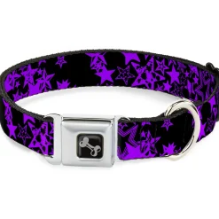 Dog Bone Seatbelt Buckle Collar - Stargazer Black/Purple