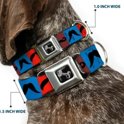 Dog Bone Seatbelt Buckle Collar - Mustaches Multi Color Blocks/Black