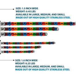 Dog Bone Seatbelt Buckle Collar - Mustaches Multi Color Blocks/Black