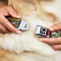 Dog Bone Seatbelt Buckle Collar - Death Before Dishonor Pink