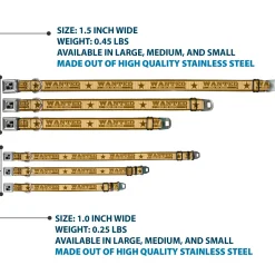 Dog Bone Seatbelt Buckle Collar - WANTED-DEAD OR ALIVE/Star Tans