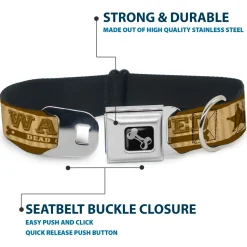 Dog Bone Seatbelt Buckle Collar - WANTED-DEAD OR ALIVE/Star Tans