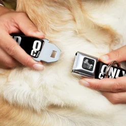 Dog Bone Seatbelt Buckle Collar - ONLY GOD CAN JUDGE ME Bold Black/White