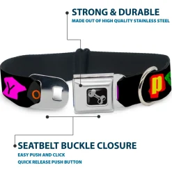 Dog Bone Seatbelt Buckle Collar - Punk You Black/Full Color