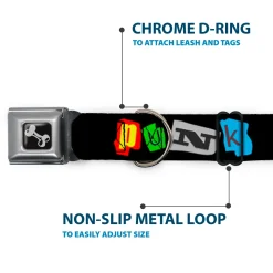 Dog Bone Seatbelt Buckle Collar - Punk You Black/Full Color