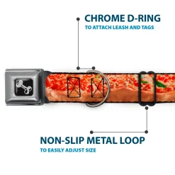 Dog Bone Seatbelt Buckle Collar - Chicago Style Pizza Vivid