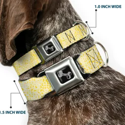 Dog Bone Seatbelt Buckle Collar - Ditsy Floral Yellow/White/Brown