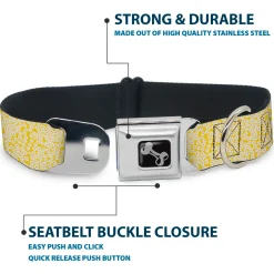 Dog Bone Seatbelt Buckle Collar - Ditsy Floral Yellow/White/Brown