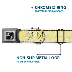 Dog Bone Seatbelt Buckle Collar - Ditsy Floral Yellow/White/Brown